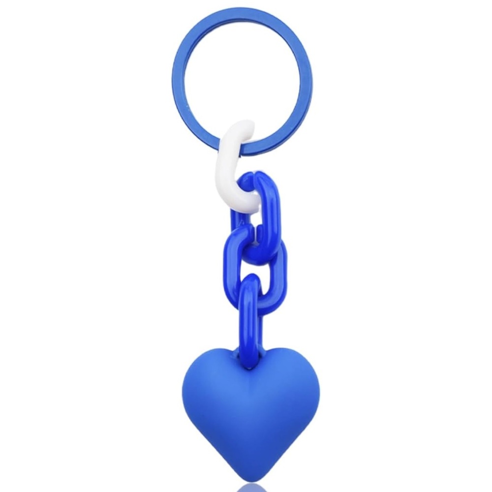 💙NEW Chunky Chain Heart Bag Charm/ Keychain Blue White